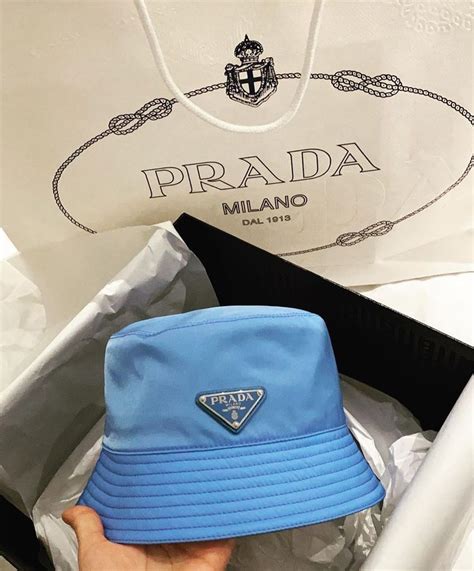 baby blue prada bucket hat|used Prada bucket hat.